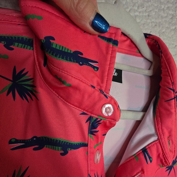 Waggle M"s XL Pink Alligator Palm Tree Golf Polo Shirt Unique Golf Outdoors Fun - Picture 8 of 16
